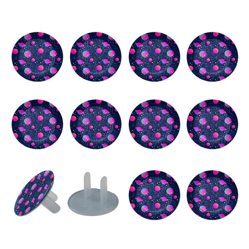 Outlet Plug Covers (24 Pack) Electrical Protector Safety Caps Socket Covers for Home- Space Galaxy Purple Planets Stars