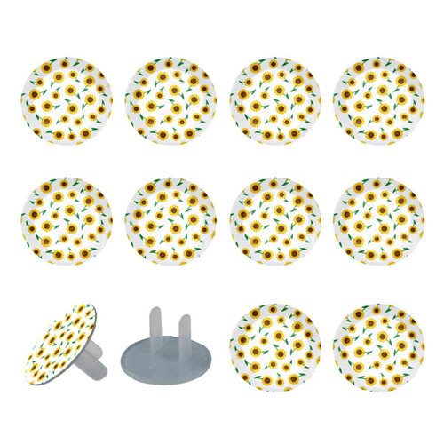 Outlet Plug Covers (24 Pack) Electrical Protector Safety Caps Socket Covers for Home- Sunflower Background