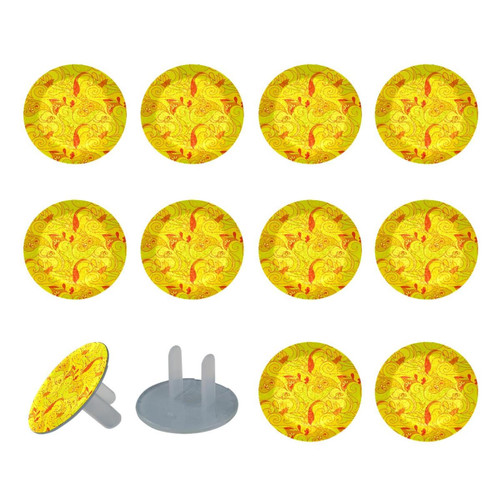 Outlet Plug Covers (24 Pack) Electrical Protector Safety Caps Socket Covers for Home- Yellow Abstract