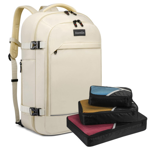 Asenlin 40L Travel Backpack for Women Men?17 Inch Laptop Backpack Flight Approved Luggage Carry On Water Resistant Computer Backpack for Weekender Overnight Large Daypack Beige Asenlin 40L Travel Backpack for Women Men?17 Inch Laptop Backpack Flight Approved Luggage Carry On Water Resistant Computer Backpack for Weekender Overnight Large Daypack Beige