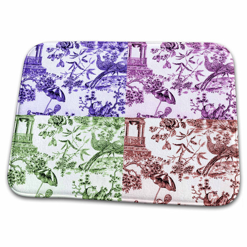 3dRose Asian Garden Toile. Presented in four colors. Popular... - Dish Drying Mats (ddm-218100-1)