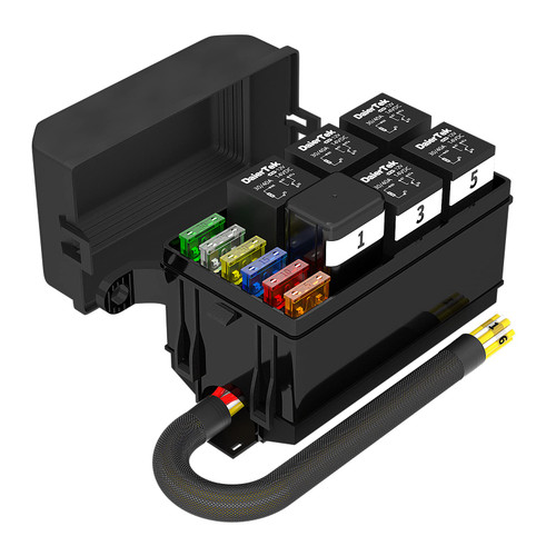 Joinfworld 12V Fuse and Relay Box Holds 6 Slots Universal Waterproof Relay Box with Pre-Wired, ATC/ATO Blade Fuses and 40A Relay for Automotive Car Truck Marine Boat
