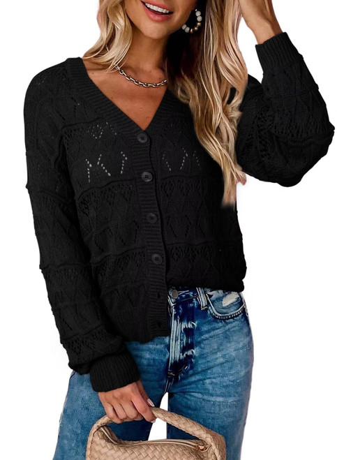 Astylish Button Down Sweaters for Women Winter Sweaters for Women Cardigan Sweaters for Women 2023 Knit Cardigans for Women Fall Cardigans for Women Black Large