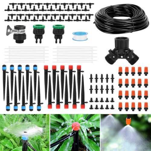 MOLINGRITAR Automatic Drip Irrigation Kit Watering System, Self Watering Kits Garden Irrigation System with 82ft 1/4" Distribution Tubing Hose, Irrigation Equipment for Garden, Lawn