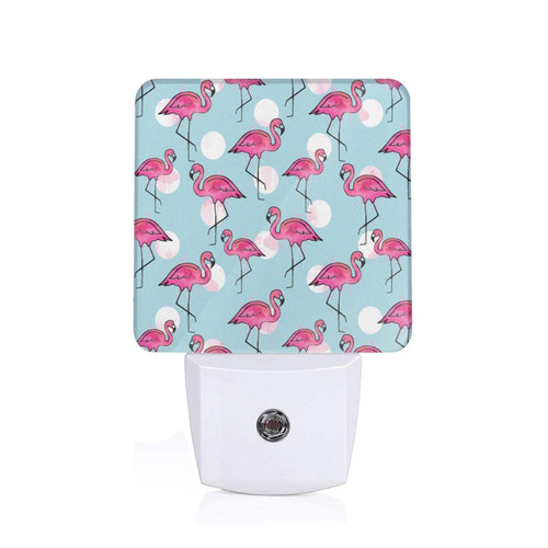 allgobee Night Light Pink-Flamingo-Watercolor-Pattern Dusk to Dawn Sensor,Automated On Off,Home Decor for Kitchen,Bathroom,Bedroom