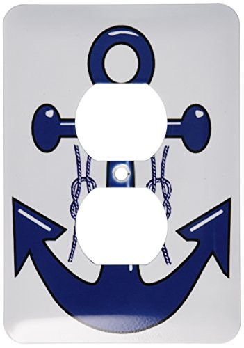 3dRose LSP_47900_6"Navy Blue Anchor N Nautical Knots Outlet Cover