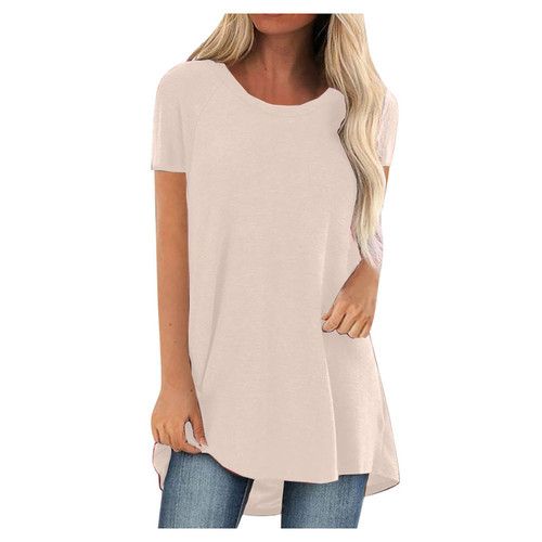 Wirziis Summer Women T-shirts Tops Plus Size Short Sleeve Casual Crewneck Solid Tee Loose Fashion Tunics for Leggings Wirziis Summer Women T-shirts Tops Plus Size Short Sleeve Casual Crewneck Solid Tee Loose Fashion Tunics for Leggings