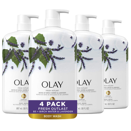 Olay Fresh Outlast Body Wash, Birch Water & Lavender, 30 fl oz, (Pack of 4) Olay Fresh Outlast Body Wash, Birch Water & Lavender, 30 fl oz, (Pack of 4)