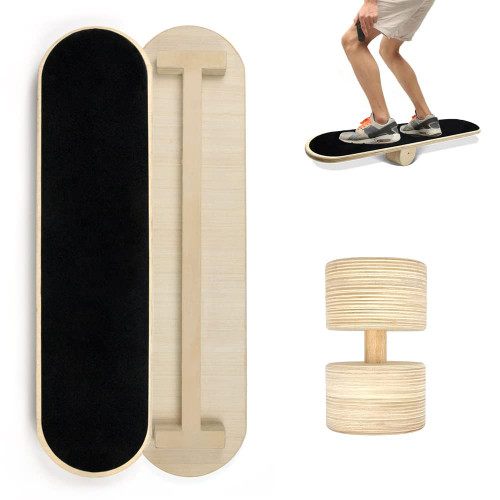 Vigorange wooden Balance Board Abdominal Core Trainer, Wooden Balancing Roller Board for Fun, Challenging Fitness and Sport Training, Wobble Balance Board for Snowboard, Ski, Skateboard, Surfing, Hockey Training & More