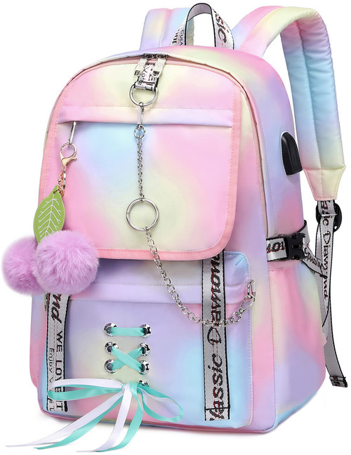 Hey Yoo Girls Backpack School Bag Cute Bookbag Gothic Backpack for Teen Girls Women (Pink)