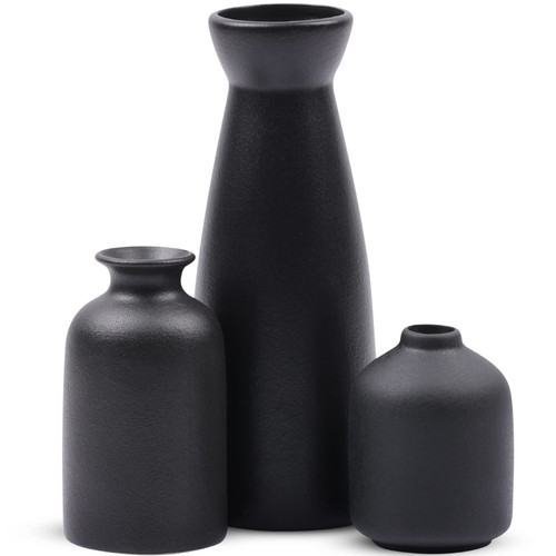 Black Ceramic Vase for Decor, Small Flower Vases Set - 3, Modern Rustic Farmhouse Home Decor, Decorative Vases for Pampas Grass & Dried Flowers, Suit for Shelf Table Mantel entryway Bookshelf Decor Black Ceramic Vase for Decor, Small Flower Vases Set - 3, Modern Rustic Farmhouse Home Decor, Decorative Vases for Pampas Grass & Dried Flowers, Suit for Shelf Table Mantel entryway Bookshelf Decor