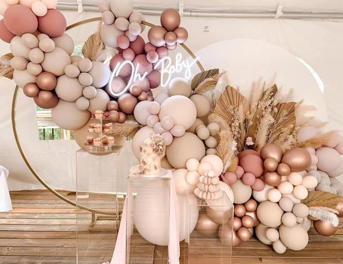 Boho Balloon Garland Arch Kit 147Pcs Blush Pastel Pink Balloon Garland Double Stuffed Dusty Rose Balloon Garland Chrome Rose Gold Balloons for Birthday Baby Shower Bridal Wedding Party Decorations