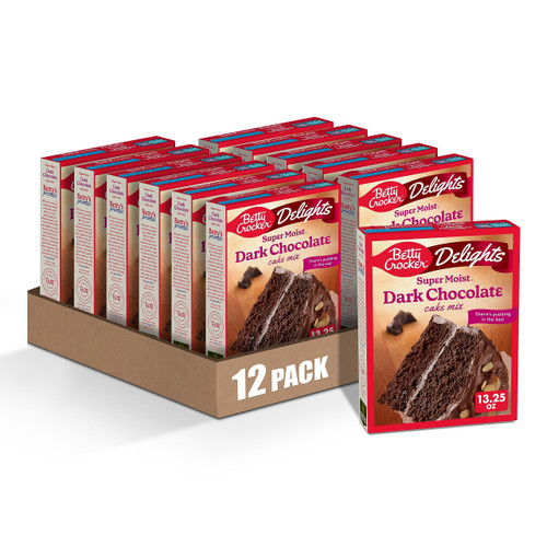 Betty Crocker Delights Supermoist Dark Chocolate Cake Mix, 13.25 OZ (Pack of 12)
