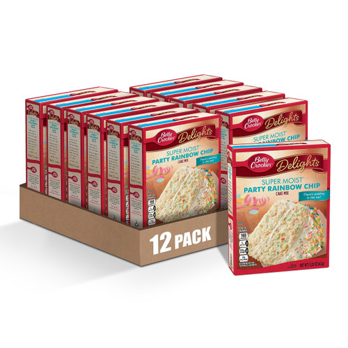 Betty Crocker Super Moist Party Rainbow Chip Cake Mix, 15.25 oz. (Pack of 12)