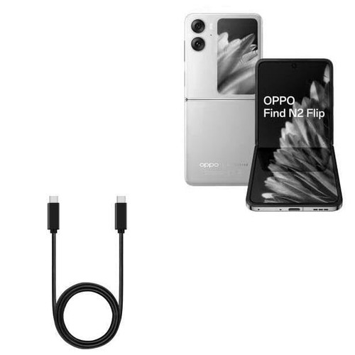 BoxWave Cable Compatible with Oppo Find N2 - DirectSync PD Cable (3ft) - USB-C to USB-C (100W), Type C Braided 3ft Charge and Sync Cable - Jet Black