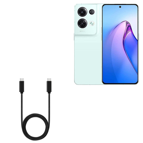 BoxWave Cable Compatible with Oppo Reno8 Pro - DirectSync PD Cable (3ft) - USB-C to USB-C (100W), Type C Braided 3ft Charge and Sync Cable - Jet Black
