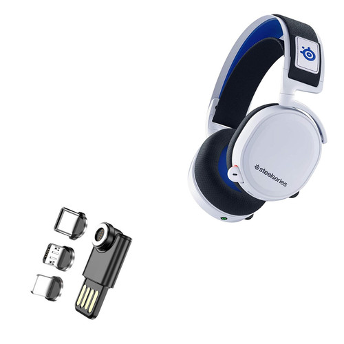 BoxWave Cable Compatible with SteelSeries Arctis 7P Wireless - MagnetoSync Mini Adapter, Magnet Charging Cable USB Type-C Micro USB for SteelSeries Arctis 7P Wireless - Jet Black