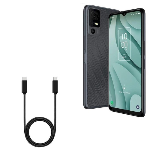 BoxWave Cable Compatible with TCL 40 XE - DirectSync PD Cable (3ft) - USB-C to USB-C (100W), Type C Braided 3ft Charge and Sync Cable - Jet Black