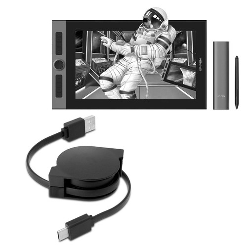 BoxWave Cable Compatible with XP-Pen Pro 16 - miniSync - USB-A to USB Type-C, Retractable Cable - USB-A to USB Type-C