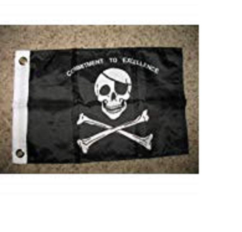 usep Jolly Roger Pirate Commitment to Excellence 12x18 Boat Flag Indoor/Outdoor