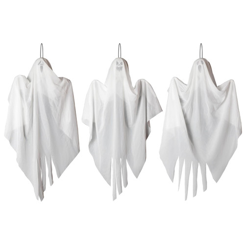 3 Pack Hanging Ghosts for Halloween Ghost Decorations for Trees Lawn Front Porch and Garden Spooky Flying Ghost Props for Halloween Decoration Indoor and Outdoor (Non-Glowing)