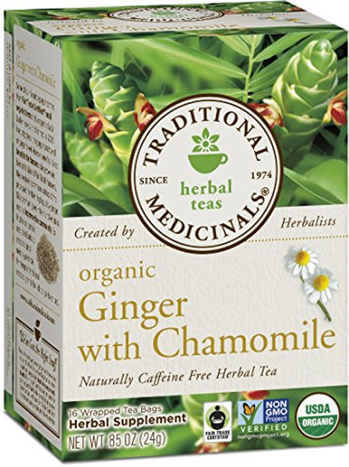 Traditional Medicinals Organic Ginger with Chamomile Herbal Leaf Tea, 16 Tea Bags (Pack of 6) Traditional Medicinals Organic Ginger with Chamomile Herbal Leaf Tea, 16 Tea Bags (Pack of 6)