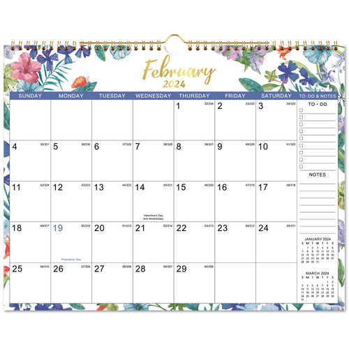 Calendar 2024 - Wall Calendar 2023-2024, SEP.2023 - Dec.2024, 14.8" x 11.6", 16 Monthly Wall Calendar 2024, Twin-Wire Binding + Hanging Hook + Thick Paper - Beauty Floral