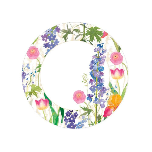 Caspari Summer Garden Paper Salad & Dessert Plates in White, 32 Count