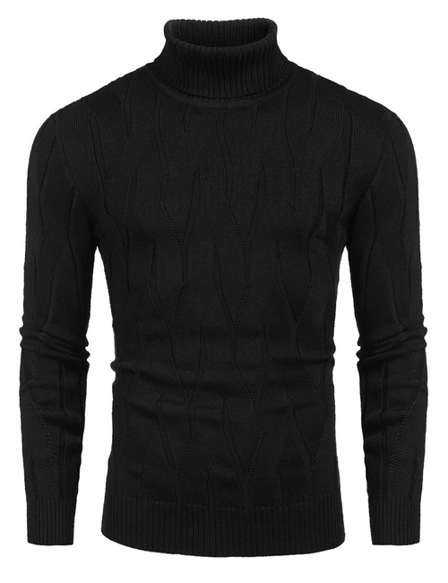 COOFANDY Men's Slim Fit Turtleneck Sweater Casual Knitted Pullover Sweaters