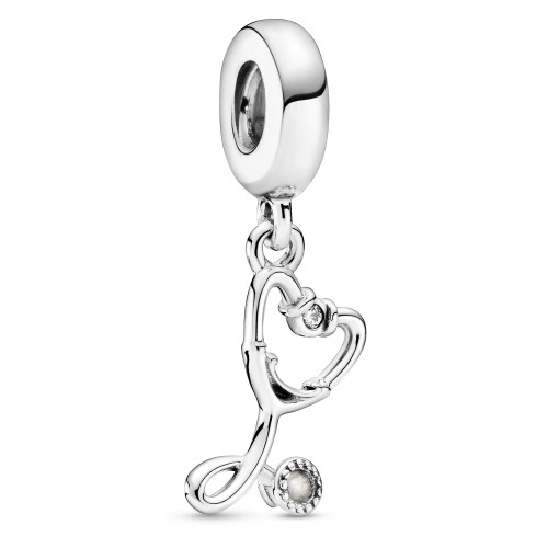 PANDORA Jewelry Stethoscope Dangle Cubic Zirconia Charm in Sterling Silver PANDORA Jewelry Stethoscope Dangle Cubic Zirconia Charm in Sterling Silver