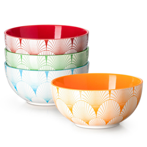 DOWAN Ceramic Cereal Bowls, Vibrant Color Soup Bowls, 26 Ounce Porcelain Kitchen Bowls for Cereal Soup Rice Pasta Salad and Dessert, Dishwasher & Microwave Safe, Set of 4 DOWAN Ceramic Cereal Bowls, Vibrant Color Soup Bowls, 26 Ounce Porcelain Kitchen Bowls for Cereal Soup Rice Pasta Salad and Dessert, Dishwasher & Microwave Safe, Set of 4
