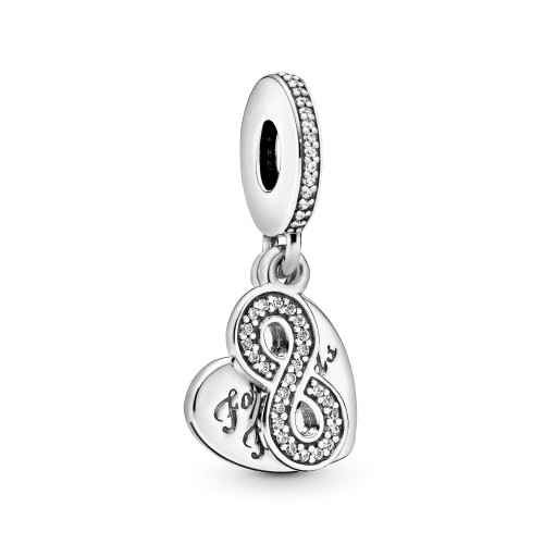 PANDORA Jewelry Forever Friends Heart Dangle Cubic Zirconia Charm in Sterling Silver, No Box PANDORA Jewelry Forever Friends Heart Dangle Cubic Zirconia Charm in Sterling Silver, No Box