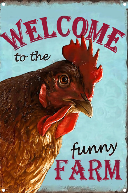 Welcome to The Funny Farm Tin Signs-Chicken Coop Sign Decor,Chicken Signs For Coop,Vintage Metal Signs Chicken Yard Art(8 * 12 inch) Welcome to The Funny Farm Tin Signs-Chicken Coop Sign Decor,Chicken Signs For Coop,Vintage Metal Signs Chicken Yard Art(8 * 12 inch)