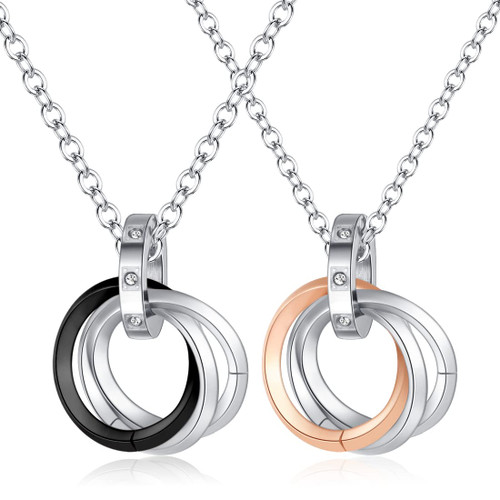 Cigmag Matching Necklace for Couples - Promise Love Pendant Necklaces Jewelry Set Stainless Steel His and Hers Necklaces for Couples - With Gifts Box for Valentine's Day Anniversary (a Pair)