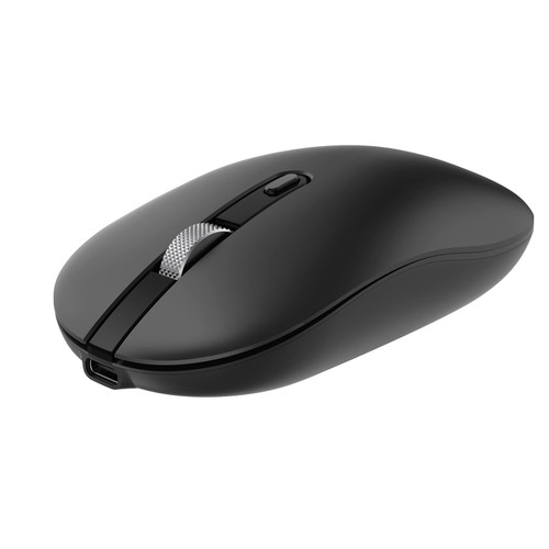 cimetech Wireless Mouse for Laptop, Slim Silent Mouse 2.4G Portable Computer Mice with USB Receiver, Metal Scroll Wheel for Laptop, Notebook, PC, Mac, Windows (Rechargeable Bluetooth, 2.4G, Black)