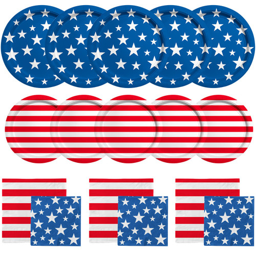American Flag Patriotic Party Supplies Disposable dinner paper plates dessert paper plates Napkins and Cocktail napkins for Veterans Day Election Day 4th of July Independence Day Decorations, Serve 50 American Flag Patriotic Party Supplies Disposable dinner paper plates dessert paper plates Napkins and Cocktail napkins for Veterans Day Election Day 4th of July Independence Day Decorations, Serve 50
