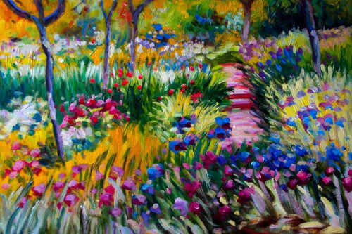 Claude Monet The Iris Garden at Giverny Impressionist Art Posters Claude Monet Prints Nature Landscape Painting Claude Monet Canvas Wall Art French Art Cool Wall Decor Art Print Poster 36x24