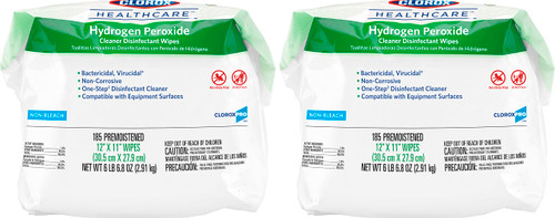 CloroxPro Healthcare Hydrogen Peroxide Cleaner Disinfectant Wipes Refill, Healthcare Cleaning and Industrial Cleaning, Clorox Wipes, 185 Count (Pack of 2) - 30827 CloroxPro Healthcare Hydrogen Peroxide Cleaner Disinfectant Wipes Refill, Healthcare Cleaning and Industrial Cleaning, Clorox Wipes, 185 Count (Pack of 2) - 30827