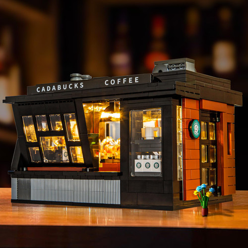 EREBJENH Coffee House City Building Set with LED Lighting Sets, 768 Pieces Cafe House Street View Model Kit Building Blocks Toy Gifts for Teens and Adults