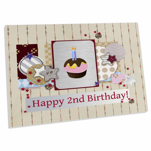 3dRose Collage of Stars, Cupcake, and Candle, Happy 2nd... - Desk Pad Place Mats (dpd-243634-1)