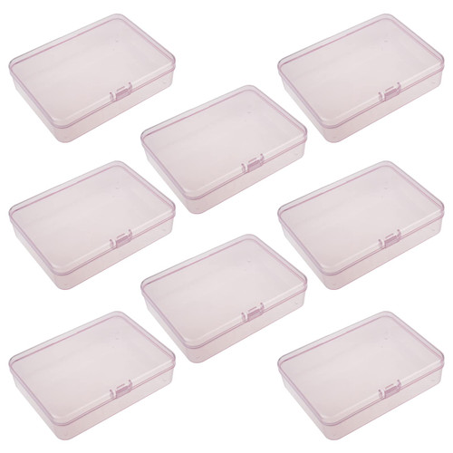 Goodma 8 Pieces Rectangular Plastic Boxes Empty Storage Organizer Containers with Hinged Lids for Small Items and Other Craft Projects (Pink, 4.5 x 3.3 x 1.1 inch)