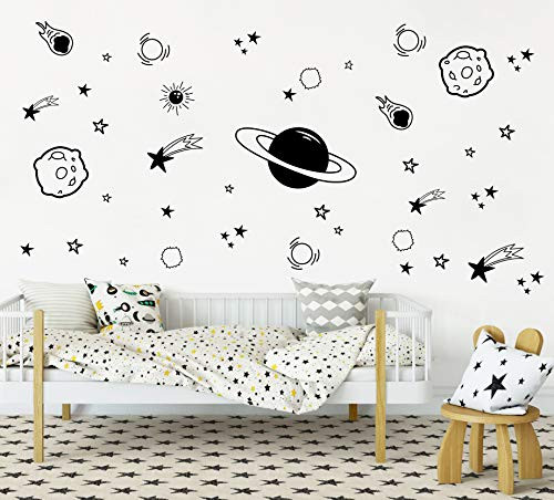 Planet Wall Decal, Boys Room Decor, Outer Space Wall Decals, Star Wall Stickers, Vinyl Wall Decals for Children Baby Kids Boys Bedroom, Nursery Decor(Y04) (Black) Planet Wall Decal, Boys Room Decor, Outer Space Wall Decals, Star Wall Stickers, Vinyl Wall Decals for Children Baby Kids Boys Bedroom, Nursery Decor(Y04) (Black)