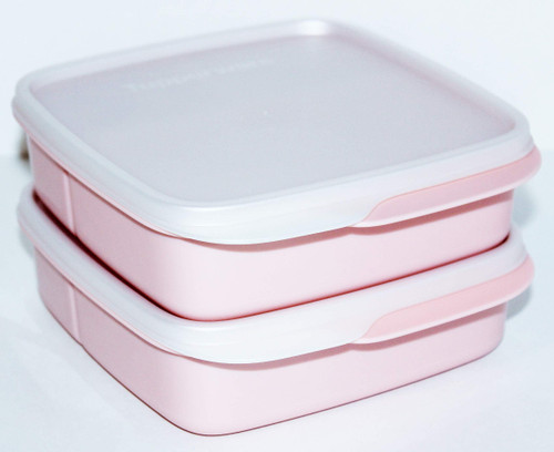 Tupperware Set of 2 Lunch It Divided Bento Boxes Blushing Pink Prosecco