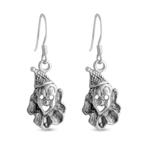 Azaggi Sterling Silver Handcrafted Hook Earrings Clown Face (sterling-silver)