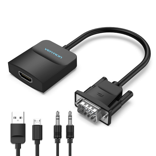 VENTION VGA to HDMI Adapter with Audio, (PC VGA Source Output to TV/Monitor with HDMI Connector), 1080P VGA to HDMI Converter Cable for Computer, Desktop, Laptop, PC, Monitor, HDTV