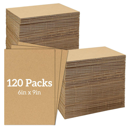 AOBOPLE 120 Pack 6x9 Corrugated Cardboard Sheets,Brown Flat Cardboard Sheets 3mm Thick Cardboard Inserts Flat for Crafts, Packing, Shipping, Moving, Mailing, DIY Art Projects