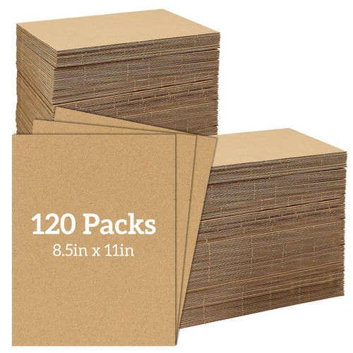 AOBOPLE 120 Pack 8.5 x 11 Corrugated Cardboard Sheets,Brown Flat Cardboard Sheets 3mm Thick Cardboard Inserts Flat for Crafts, Packing, Shipping, Moving, Mailing, DIY Art Projects