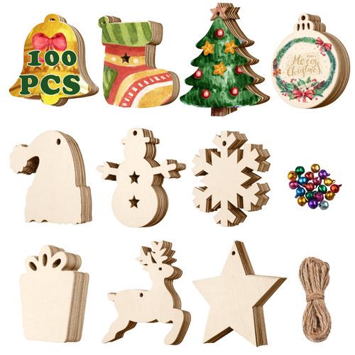 Covacure 100PCS DIY Christmas Crafts - Wooden Christmas Ornaments Unfinished Predrilled Wood Circles for Crafts Centerpieces Holiday Hanging Decorations Covacure 100PCS DIY Christmas Crafts - Wooden Christmas Ornaments Unfinished Predrilled Wood Circles for Crafts Centerpieces Holiday Hanging Decorations