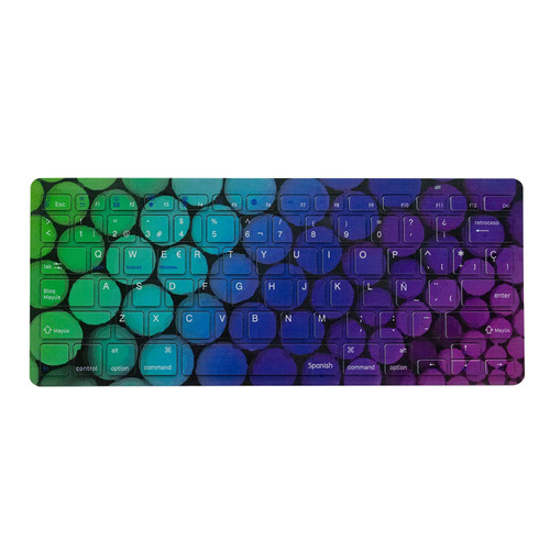 Dogxiong Spanish Wireless Bluetooth Keyboard Ultra-Slim Wireless Bluetooth Keyboard for iPad, iPad Pro,iPhone,iOS,Mac OS,Android Tablets,Windows(Gradient Ball Pattern)