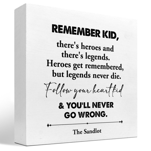 z-crange Remember Kid There's Heroes Wood Block Sign Desk Decor,Rustic Inspirational Wooden Box Plaque Sign Desk Decor for Home Nursery Boys Room Playroom School Shelf Table Decor Decorations